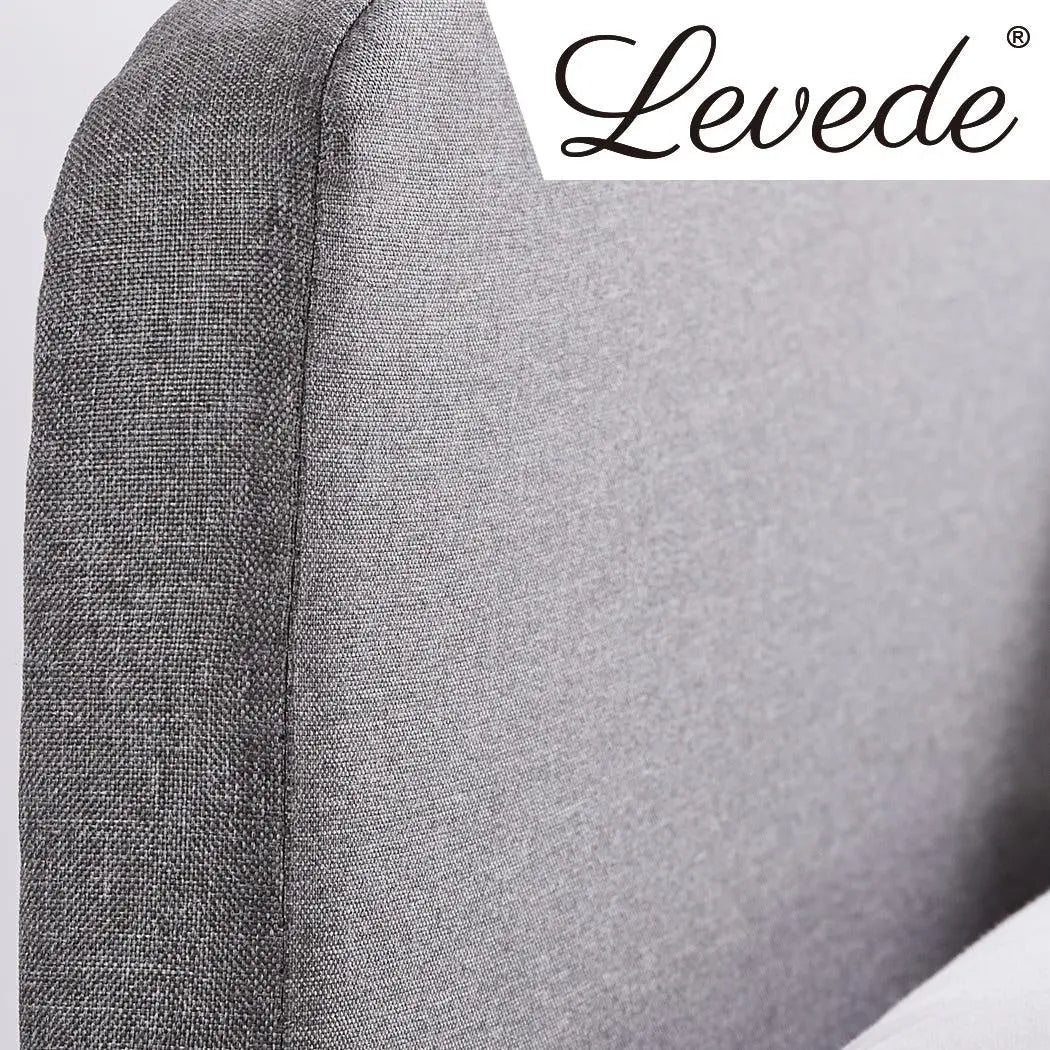 Levede Bed Frame Queen Size Wooden Platform Linen Fabric Base Bedhead Headboard Deals499
