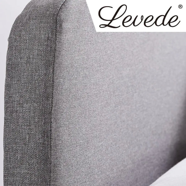 Levede Bed Frame Queen Size Wooden Platform Linen Fabric Base Bedhead Headboard Deals499