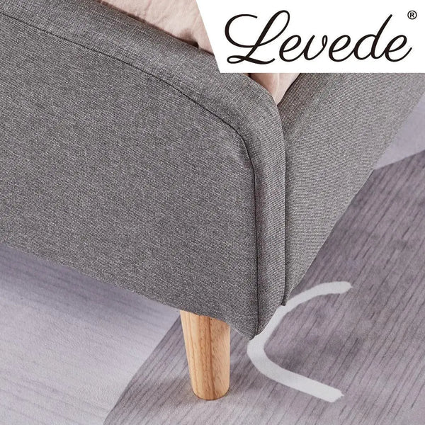 Levede Bed Frame Queen Size Wooden Platform Linen Fabric Base Bedhead Headboard Deals499