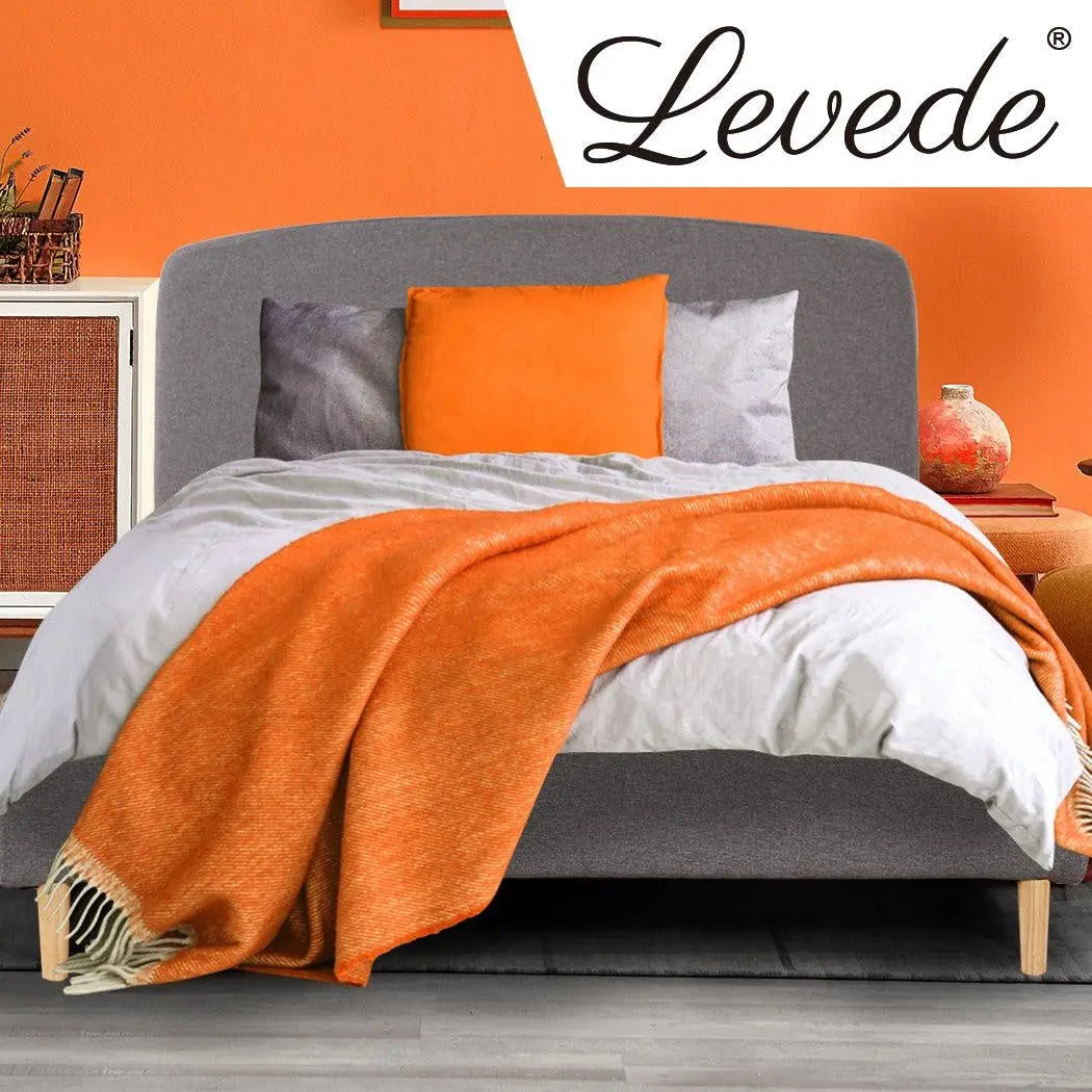 Levede Bed Frame Queen Size Wooden Platform Linen Fabric Base Bedhead Headboard Deals499