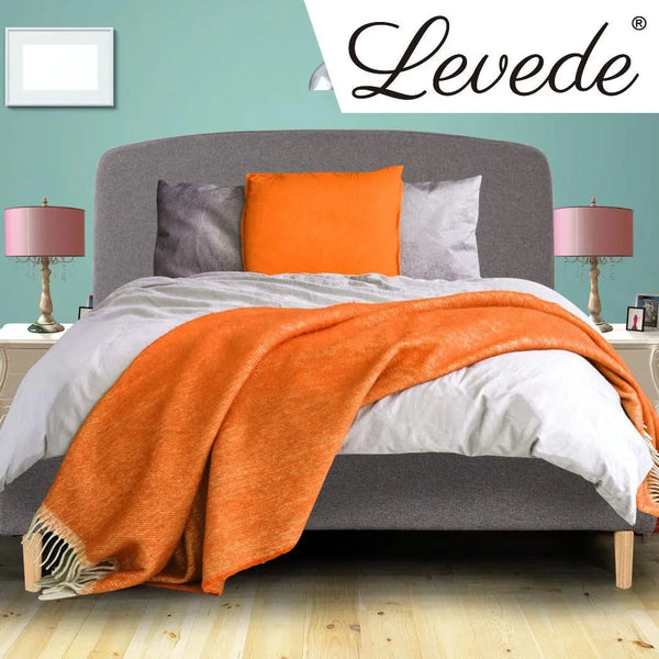 Levede Bed Frame Queen Size Wooden Platform Linen Fabric Base Bedhead Headboard Deals499