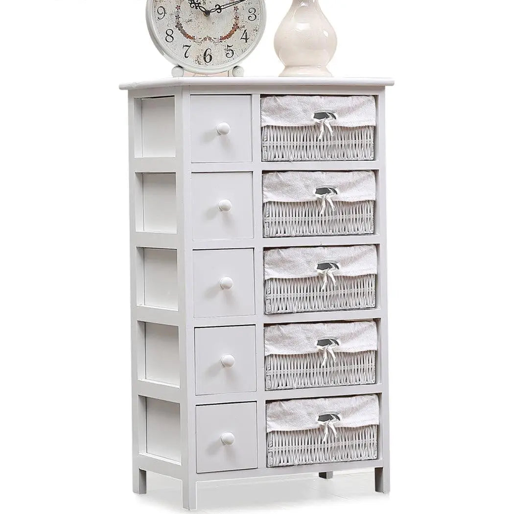 Levede Bedside Tables Chest of 5 Drawers Wood Storage Cabinet Bedroom Furniture Deals499