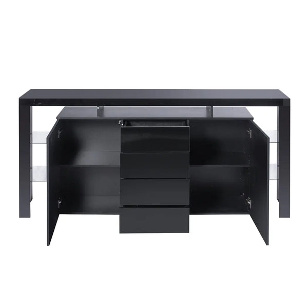 Levede Buffet Sideboard Cabinet Storage Modern High Gloss Cupboard Drawers Black 192cm Deals499