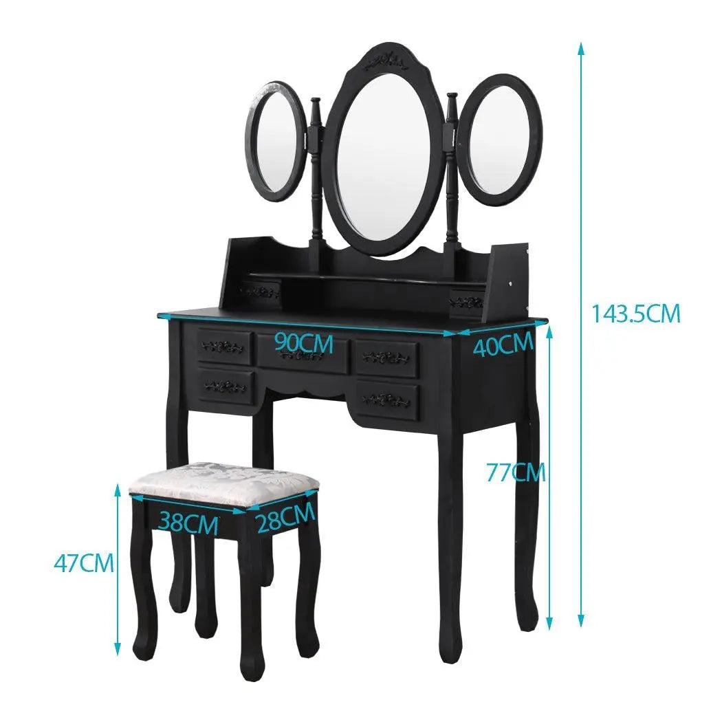 Levede Dressing Table Stool Mirror Drawer Cabinet Jewellery Organizer Bedroom Deals499