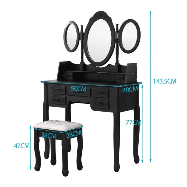Levede Dressing Table Stool Mirror Drawer Cabinet Jewellery Organizer Bedroom Deals499