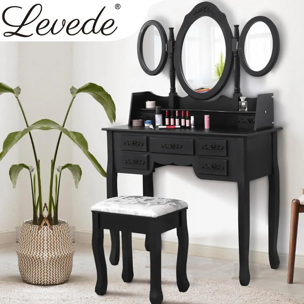 Levede Dressing Table Stool Mirror Drawer Cabinet Jewellery Organizer Bedroom Deals499