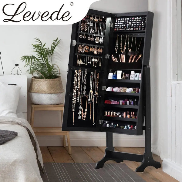 Levede Dual Use Mirrored Jewellery Dressing Cabinet in Black Colour Deals499