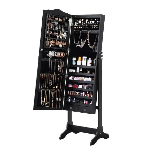 Levede Dual Use Mirrored Jewellery Dressing Cabinet in Black Colour Deals499