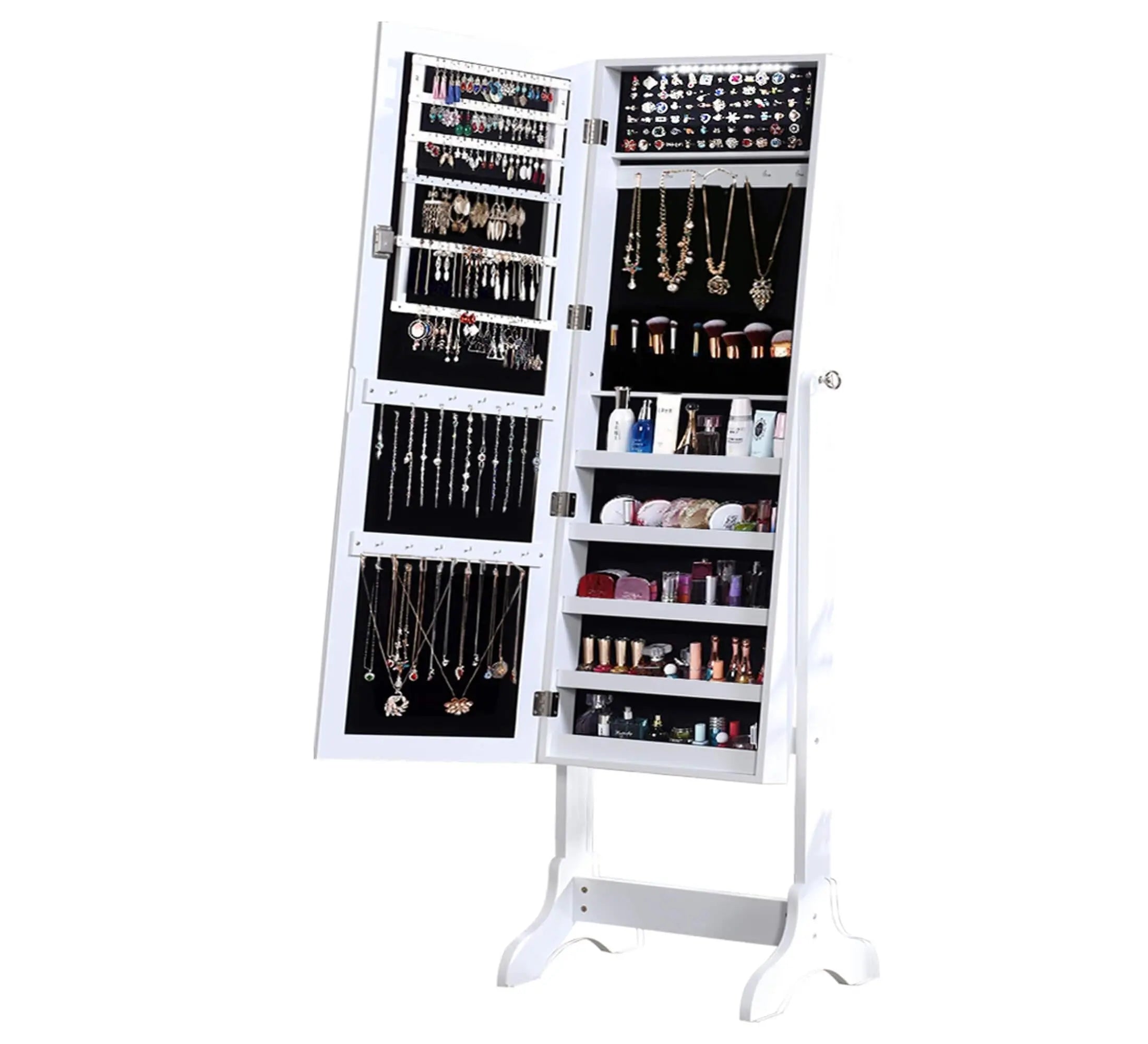 Levede Dual Use Mirrored Jewellery Dressing Cabinet in White Colour Deals499