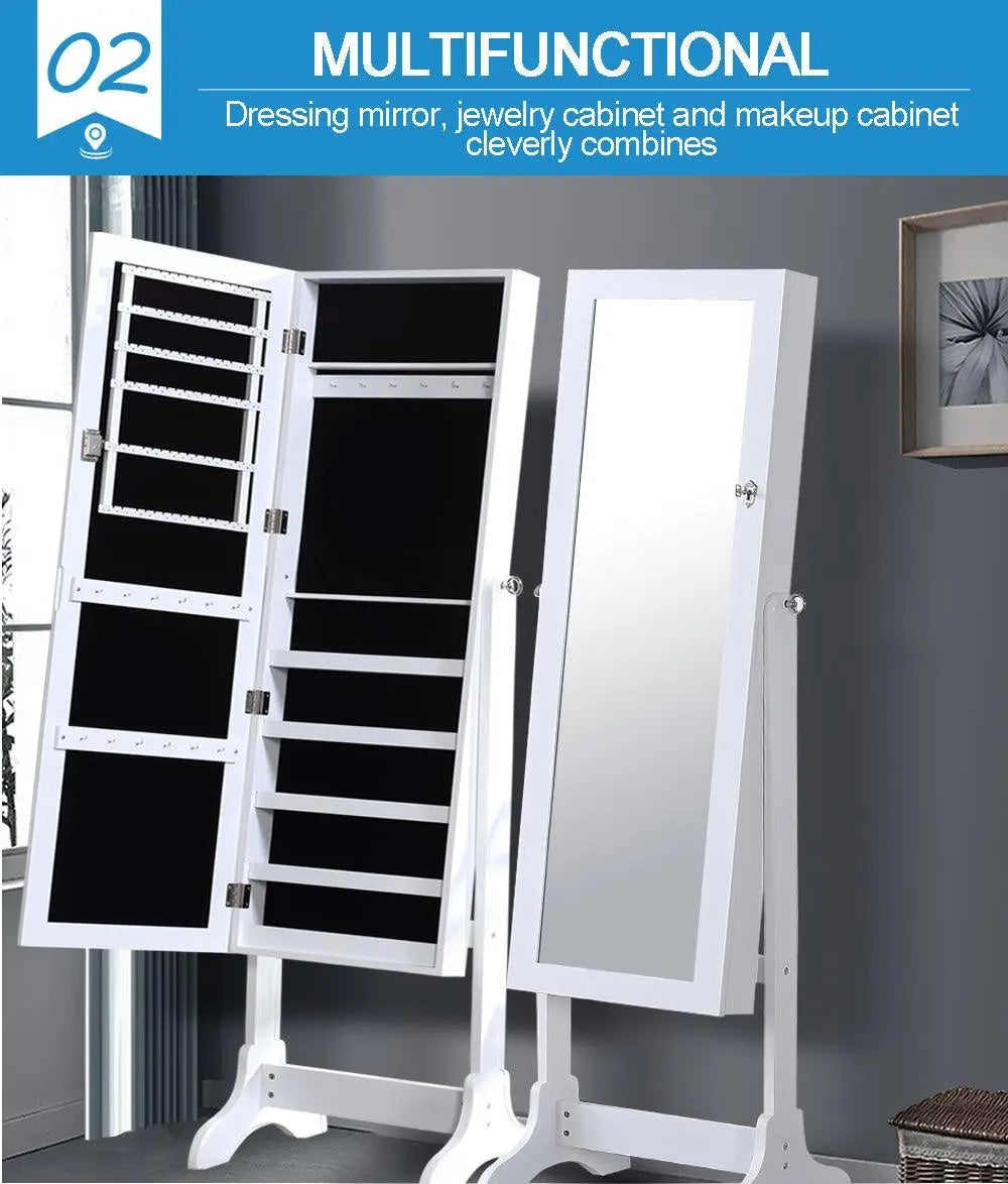 Levede Dual Use Mirrored Jewellery Dressing Cabinet in White Colour Deals499