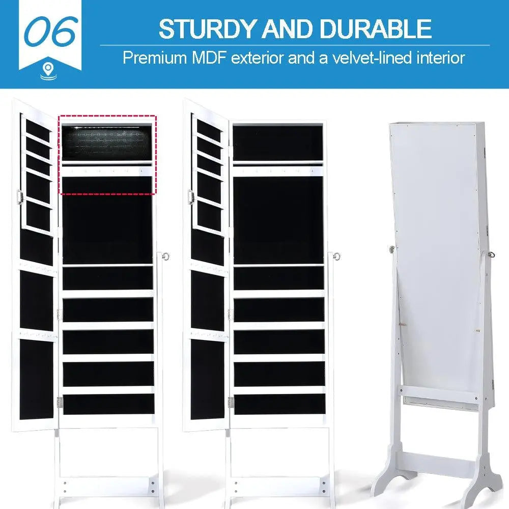 Levede Dual Use Mirrored Jewellery Dressing Cabinet in White Colour Deals499
