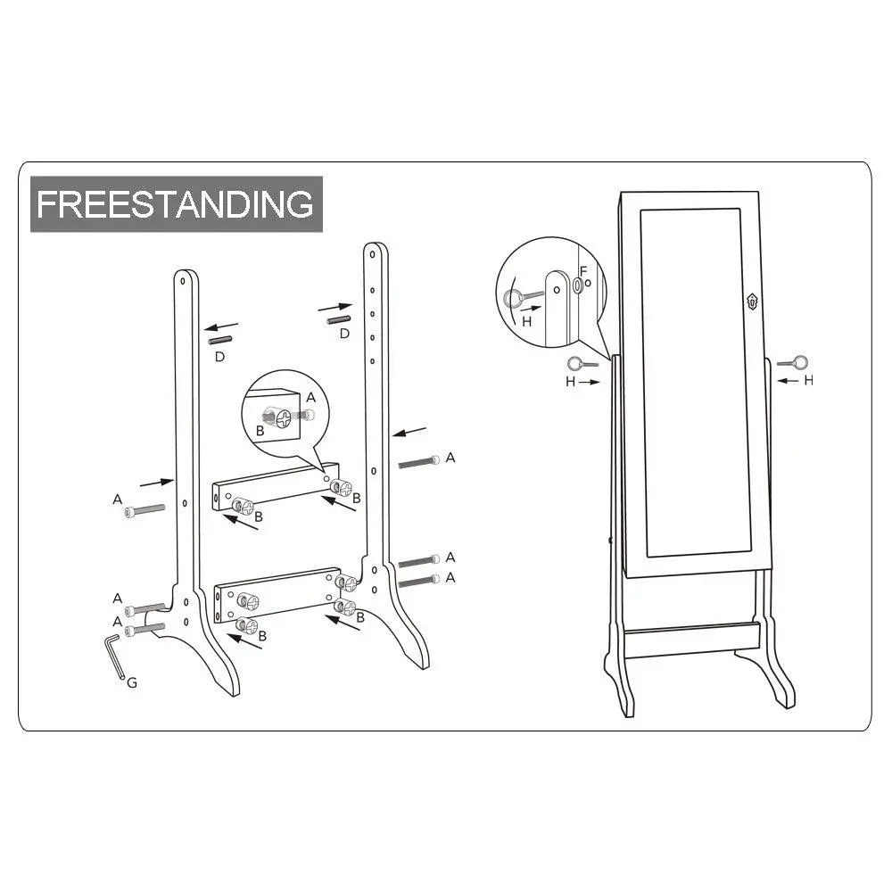 Levede Dual Use Mirrored Jewellery Dressing Cabinet in White Colour Deals499