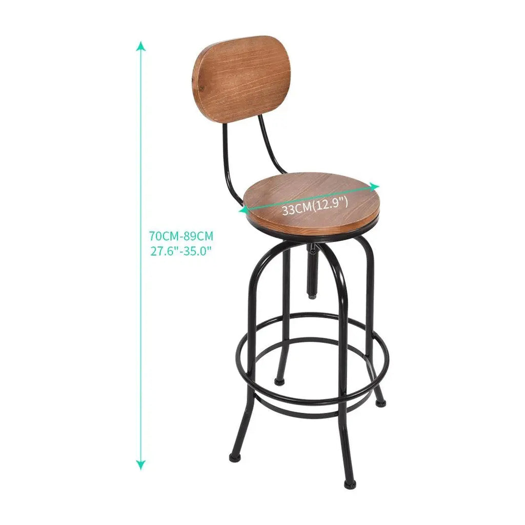 Levede Industrial Bar Stools Kitchen Stool Wooden Barstools Swivel Vintage Chair Deals499