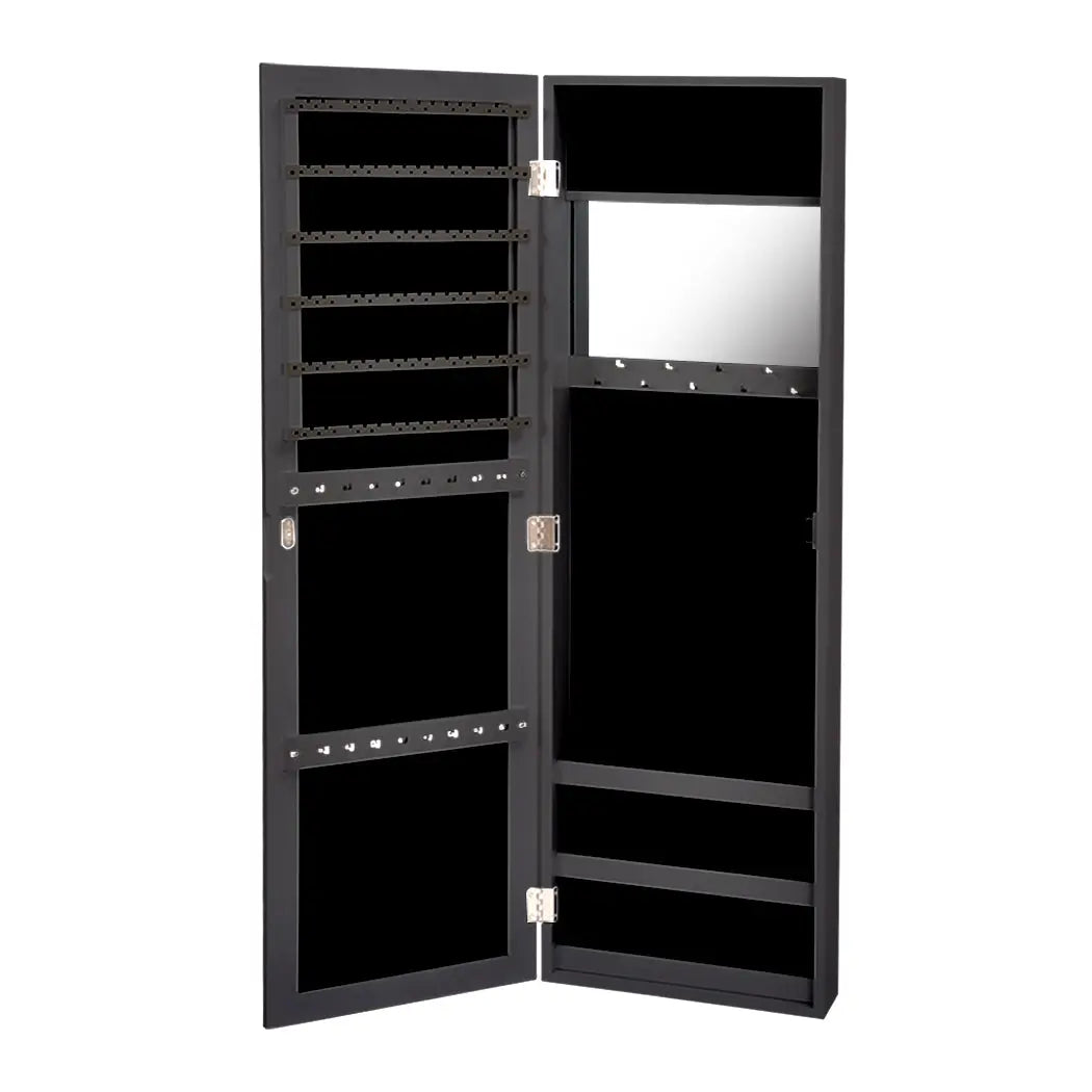 Levede Mirror Jewellery Cabinet Makeup Storage Jewelry Organiser Box Tall Black Deals499