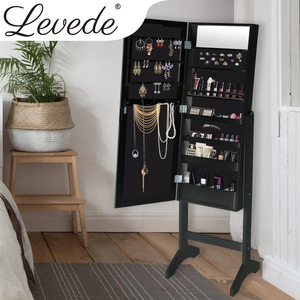 Levede Mirror Jewellery Cabinet Two Doors Makeup Storage Jewelry Organiser Box Deals499