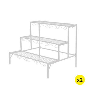 Levede Plant Stands Outdoor Indoor Metal White Flower Pot 3 Garden Corner Shelf Deals499