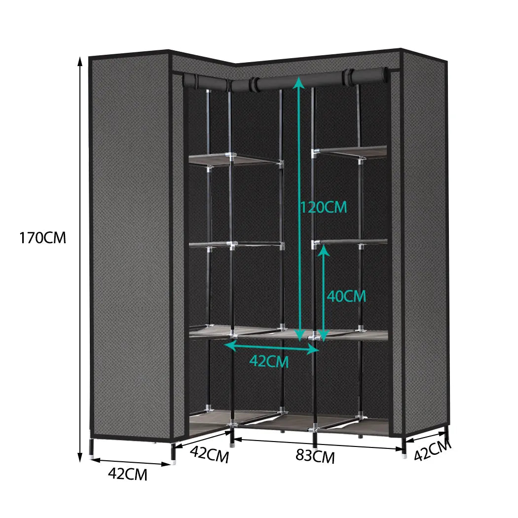 Levede Portable Corner Clothes Closet Wardrobe Storage Organiser Rack Unit Shelf Deals499