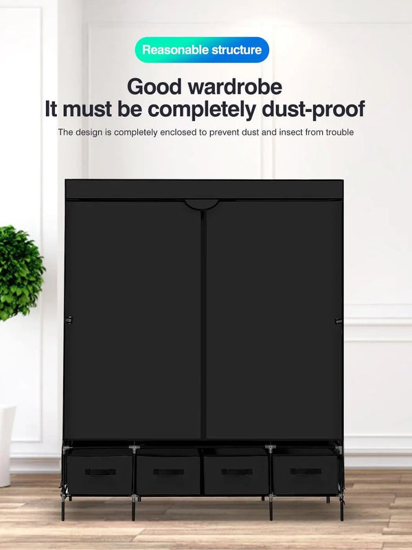 Levede Portable Wardrobe 4 Drawers Storage Cabinet Organiser With Shelves Deals499