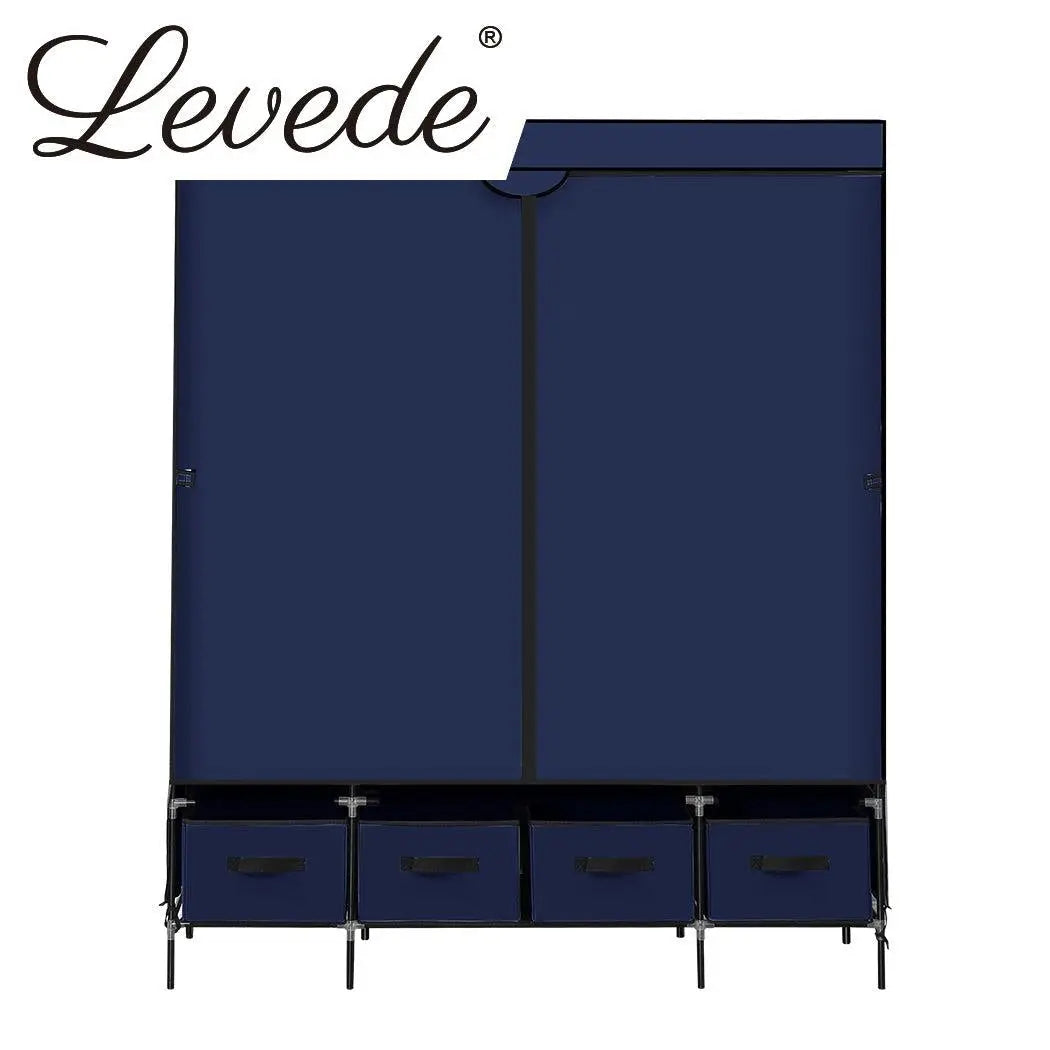 Levede Portable Wardrobe Clothes Closet Storage Cabinet 4 Drawer Navy Blue Deals499