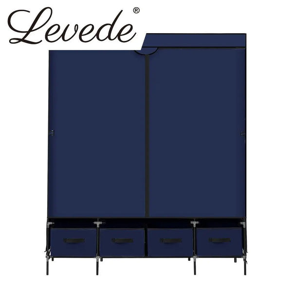 Levede Portable Wardrobe Clothes Closet Storage Cabinet 4 Drawer Navy Blue Deals499
