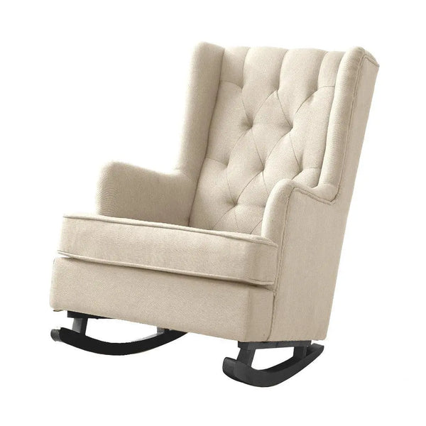 Levede Rocking Chair Chairs Armchair Fabric Lounge Recliner Feeding Rocker Beige Deals499