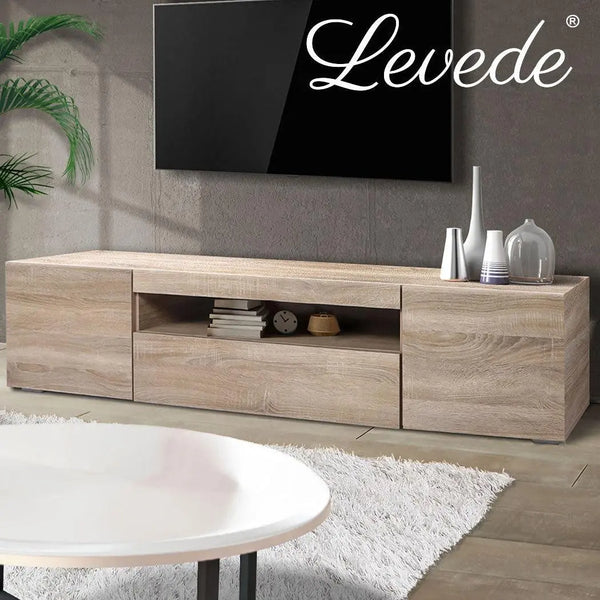 Levede TV Cabinet Entertainment Unit Stand RGB LED Furniture Wooden Shelf 200cm Deals499