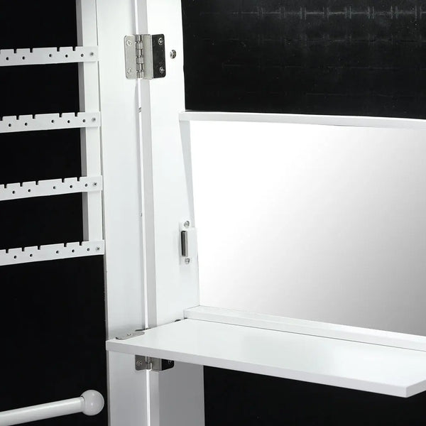 Levede Wall Mounted or Hang Over Mirror Jewellery Cabinet with LED Light White Deals499