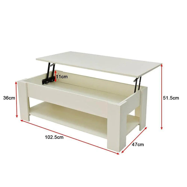 Lift Up Coffee Table with Storage - White Deals499