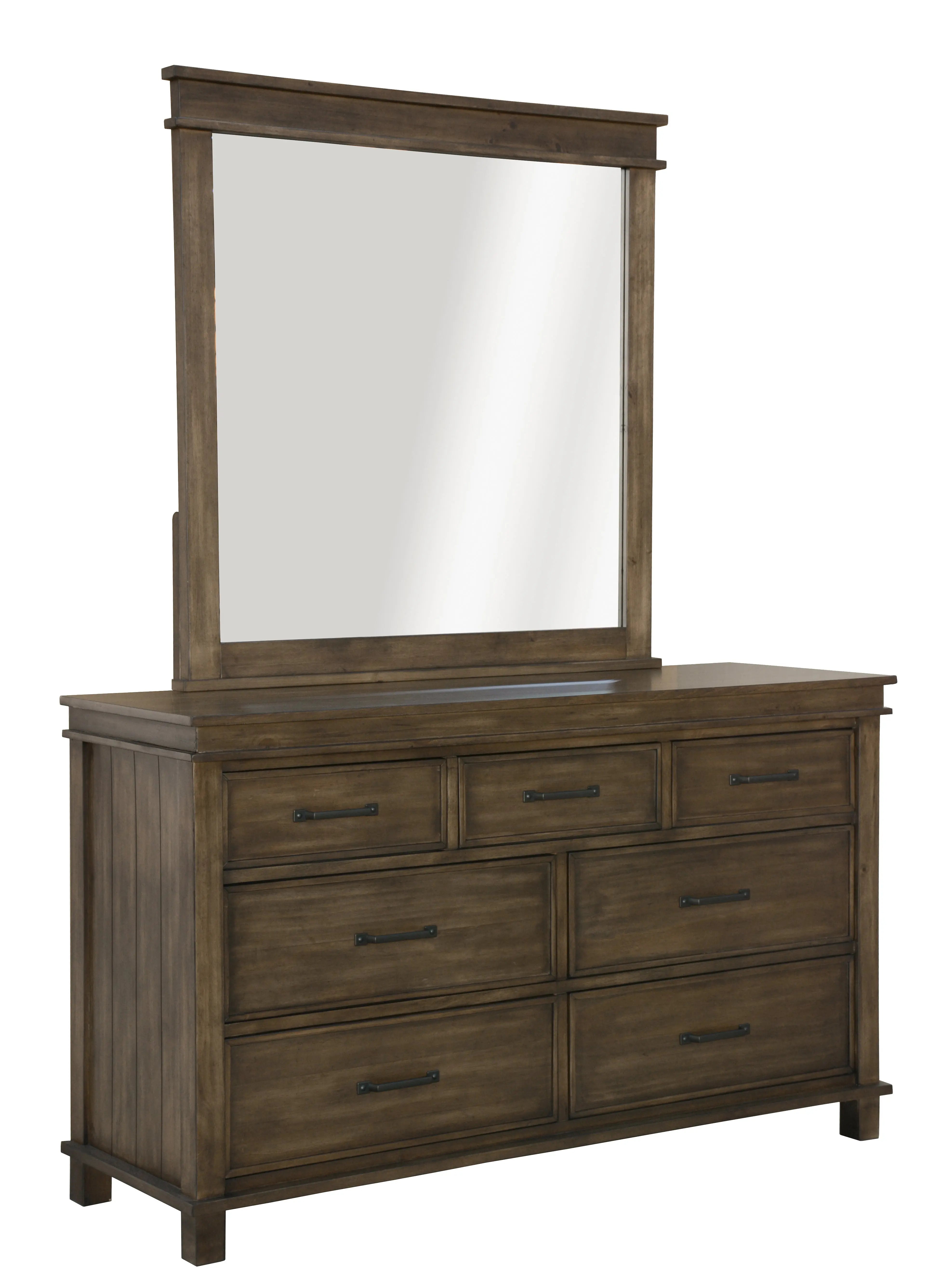 Lily Dresser Mirror 7 Chest of Drawers Tallboy Storage Cabinet - Rustic Grey Deals499
