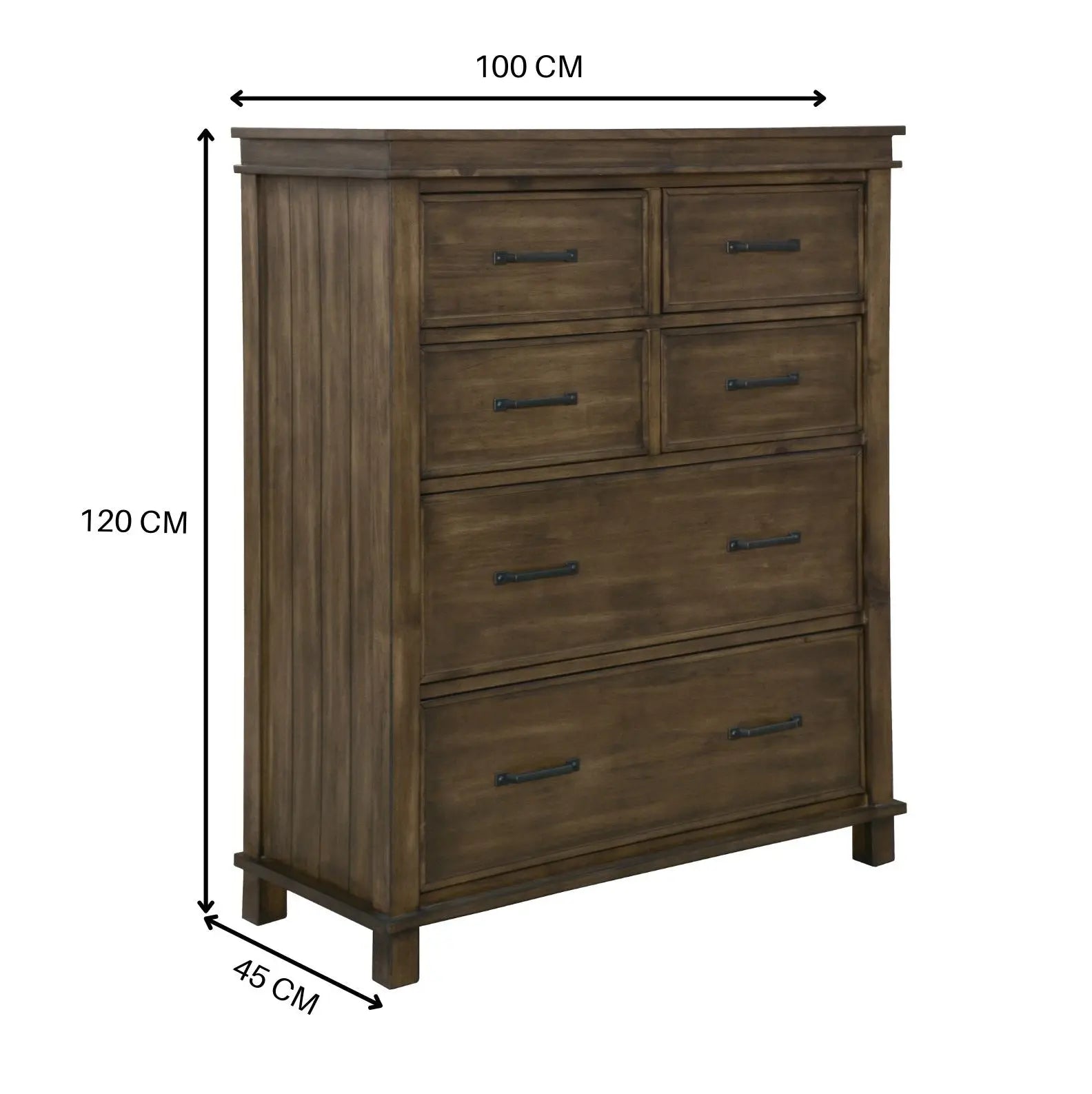 Lily Tallboy 6 Chest of Drawers Solid Pine Wood Bed Storage Cabinet -Rustic Grey Deals499