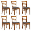 Linaria Dining Chair Set of 6 Crossback Solid Rubber Wood Fabric Seat - Walnut Deals499