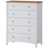Lobelia Tallboy 5 Chest of Drawers Solid Rubber Wood Bed Storage Cabinet - White Deals499
