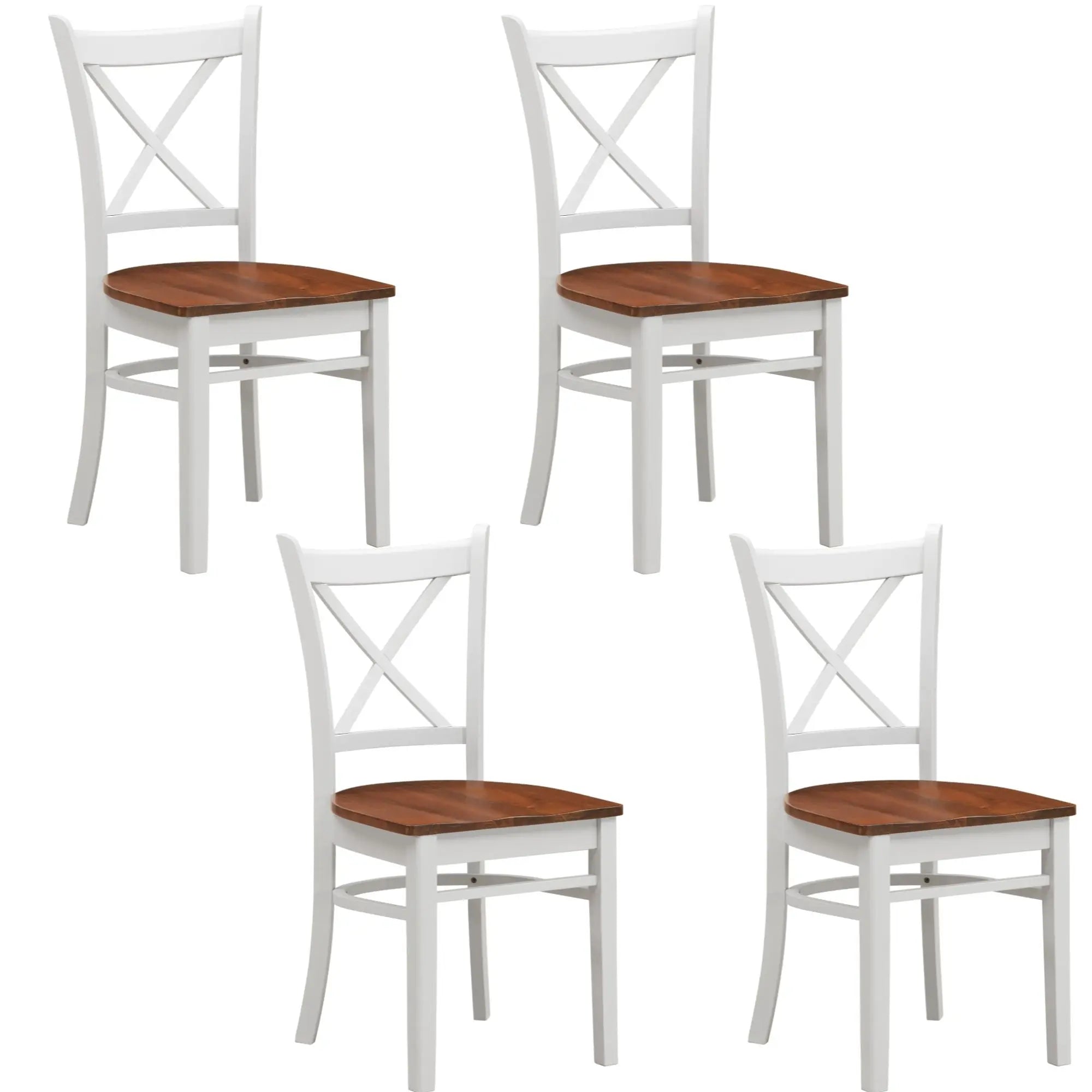 Lupin Dining Chair Set of 4 Crossback Solid Rubber Wood Furniture - White Oak Deals499