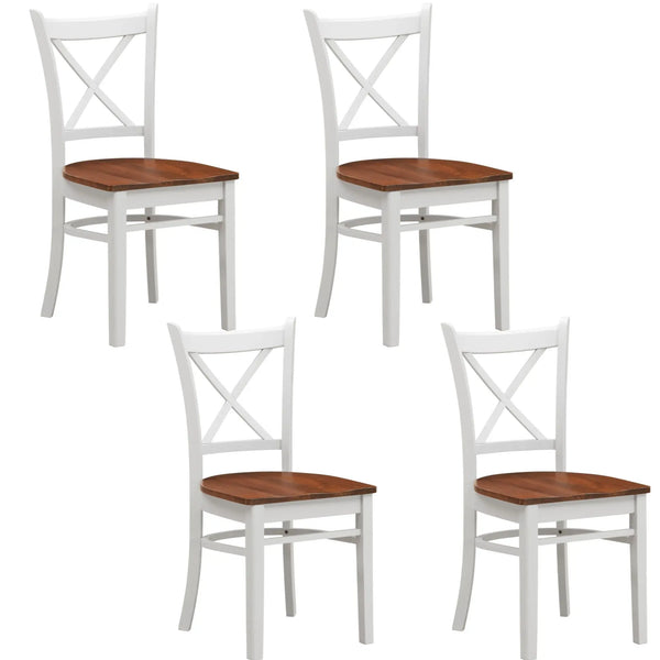Lupin Dining Chair Set of 4 Crossback Solid Rubber Wood Furniture - White Oak Deals499
