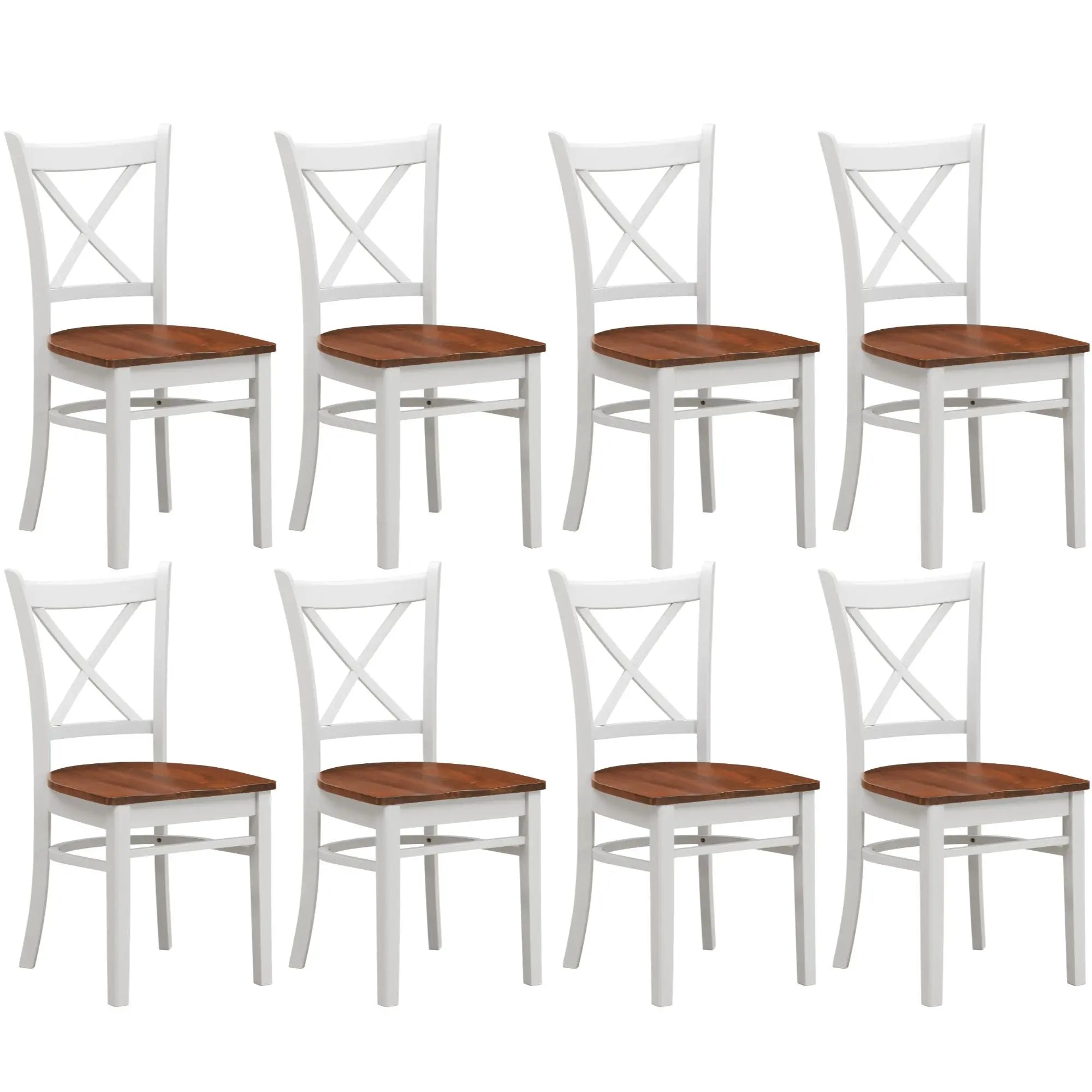Lupin Dining Chair Set of 8 Crossback Solid Rubber Wood Furniture - White Oak Deals499