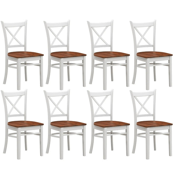 Lupin Dining Chair Set of 8 Crossback Solid Rubber Wood Furniture - White Oak Deals499