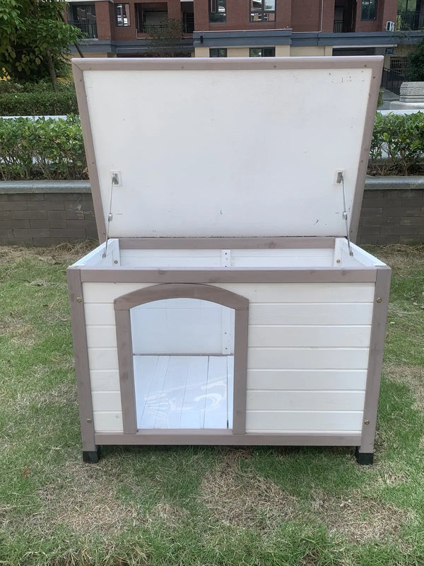 M Timber Pet Dog Kennel House Puppy Wooden Timber Cabin With Stripe White Deals499