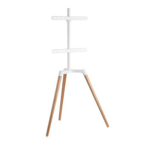 BRATECK Pastel Easel Studio TV Floor Tripod Stand For Most 50''-65'' Flat Panel TVs  -- Matte White & Beech BRATECK
