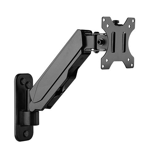BRATECK Single Screen Wall Mounted Gas Spring Monitor Arm,17'-32',Weight Capacity (per screen) 8kg; BRATECK