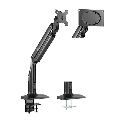 BRATECK Single Monitor Select Gas Spring Aluminum Monitor Arm Fit Most 17'-43' Monitor Up to 18kg per screen VESA75x75/200x100/100x100 BRATECK