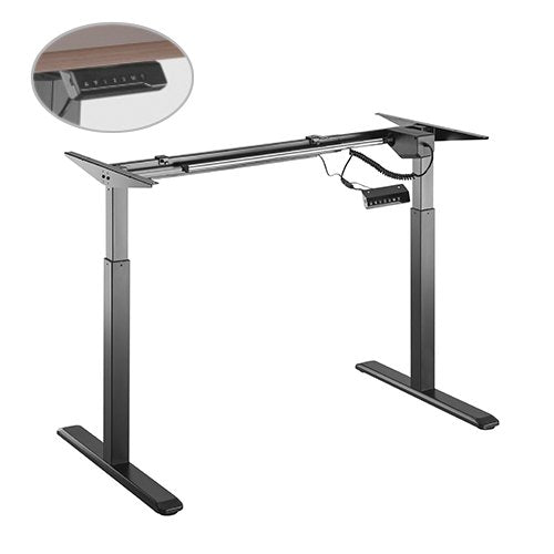 BRATECK 2-Stage Single Motor Electric Sit-Stand Desk Frame with button Control Panel-Black Colour (FRAME ONLY); Requires TP18075 for the Board BRATECK