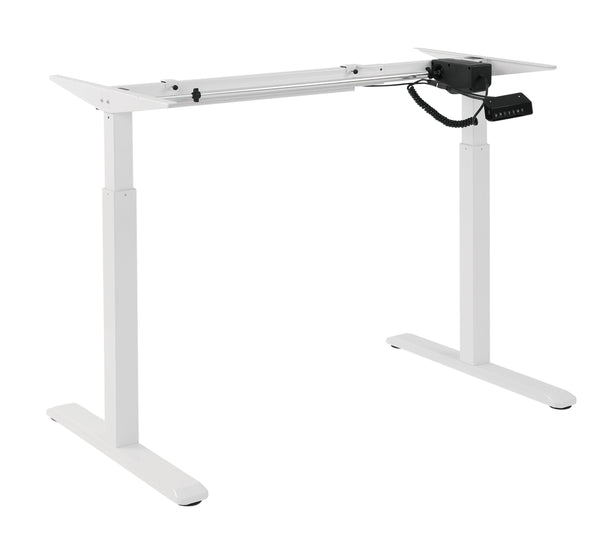 BRATECK 2-Stage Single Motor Electric Sit-Stand Desk Frame with button Control Panel-White Colour (FRAME ONLY); Requires TP18075 for the Board BRATECK
