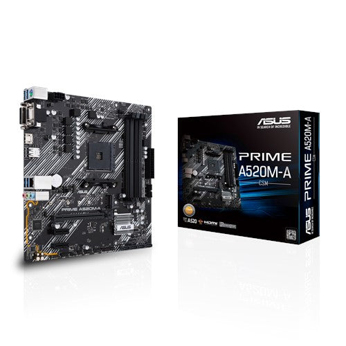 ASUS PRIME A520M-A/CSM M.2 Support, 1Gb Ethernet, HDMI/DVI/D-Sub, SATA 6 Gbps, USB 3.2 Gen 1 Type-A AMD AM4 Ready For 3rd Gen AMD Ryzen ASUS