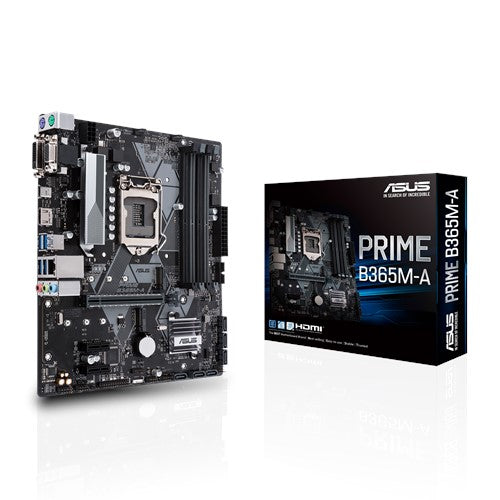 ASUS PRIME B365M-A Intel LGA-1151 mATX MB, Aura Sync RGB header, DDR4 2666MHz, M.2 HDMI, SATA 6Gbps ASUS