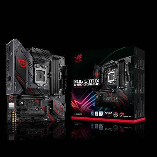 ASUS ROG STRIX B460-G GAMING mATX Gaming Motherboard10th Gen LGA1200 DDR4 2933MHz 2xM.2, 6xSATA, DP, HDMI, CrossFire, Aura Sync RGB ASUS