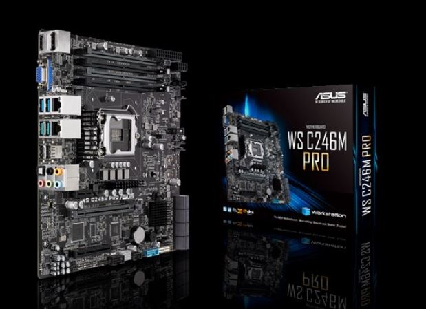 ASUS WS C246M PRO WS MB LGA1151, E-2200 Xeon, micro-ATX motherboard with M.2, USB 3.1 Gen2 connectors and dual Gigabit LAN ASUS