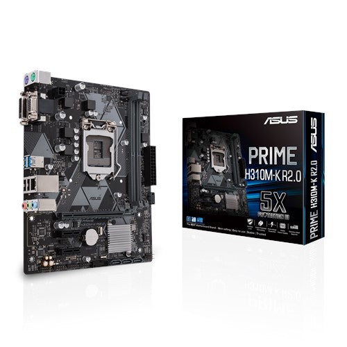 ASUS PRIME H310M-K R2.0 Intel LGA-1151 mATX motherboard, DDR4 2666MHz, SATA 6Gbps and USB 3.1 Gen 1 DVI-D/D-Sub ASUS