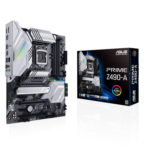 ASUS PRIME Z490-A Intel 10th Gen LGA1200 ATX MB DDR4, 1xDP 1xHDMI 6xUSB3.2 PCIe3.0x16 6xSATA 2xM.2, Thunderbolt, Aura Sync RBG ASUS