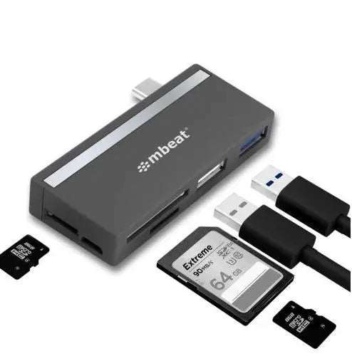 MBEAT  EssentialÂ  5-IN-1 USB- C Hub ( USB hub 2.0, 3.0, SD/TF Card Reader Supports SDXC, MicroSDXC) MBEAT