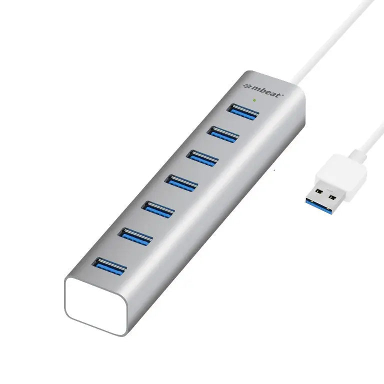 MBEAT 7-Port USB 3.0 Powered Hub - USB 2.0/1.1/Aluminium Slim Design Hub with Fast Data Speeds (5Gbps) Power Delivery for PC and MAC devices MBEAT